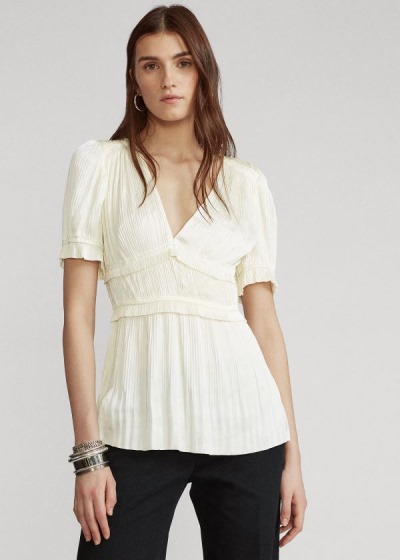 Blusas Polo Ralph Lauren Mujer Creme - Pleated Satin - GUHTI5310